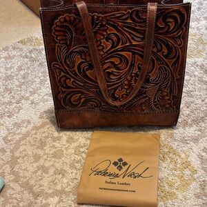 Patricia Nash Embossed Leather Tote in Rich Brown